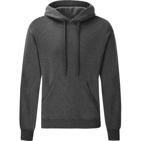sweat capuche gris foncé sans fermeture éclair poche devant fruit of the loom