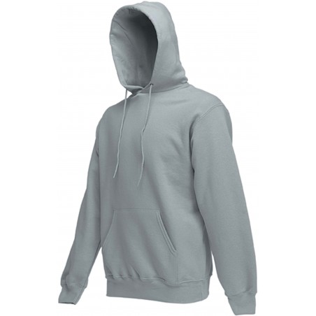 sweat capuche gris clair sans fermeture éclair poche devant fruit of the loom