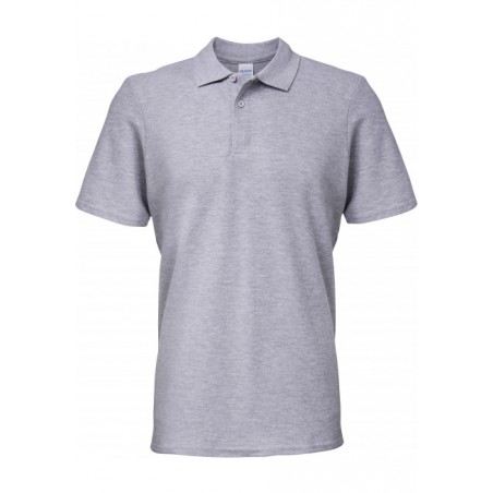 Polo gris chiné Homme Softstyle coton Double Piqué marque gildan 2 boutons