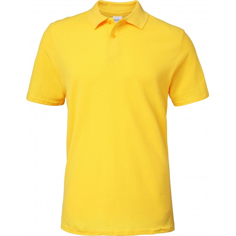 Polo jaune Homme Softstyle coton Double Piqué marque gildan