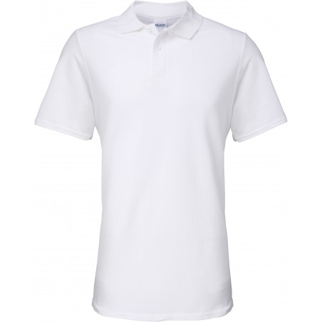Polo blanc Homme Softstyle coton Double Piqué marque gildan 2 boutons