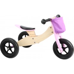 Draisienne vélo Tricycle jouet en bois enfant 2 en 1 Maxi Rose