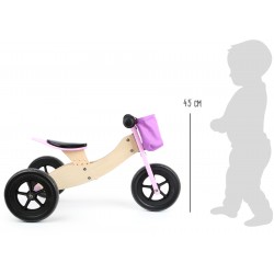 Draisienne vélo Tricycle jouet en bois enfant 2 en 1 Maxi Rose