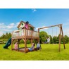 AXI maison de jeu bois enfant avec double balançoire Liam marron clair