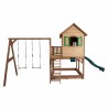 AXI maison de jeu bois enfant avec double balançoire Liam marron clair