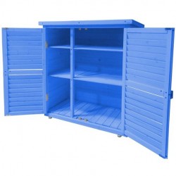 Habrita Armoire bois de rangement lasurée bleu pour jardin BOX 0905