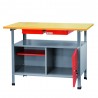 Établi professionnel Métal gris rouge Plateau bois 60 x 120 Ribimex