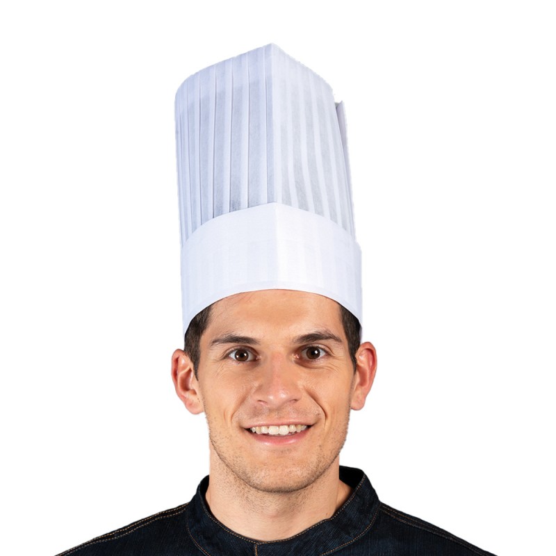 Chapeau de chef cuisine jetable en papier blanc par 10