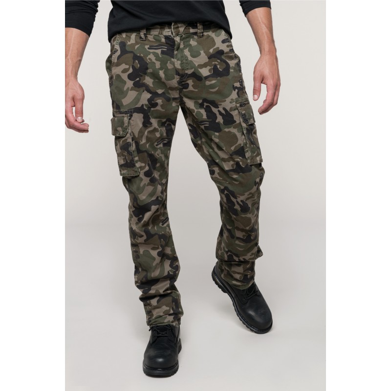 Pantalon militaire sécurité vert kaki camouflage multipoches homme Kariban