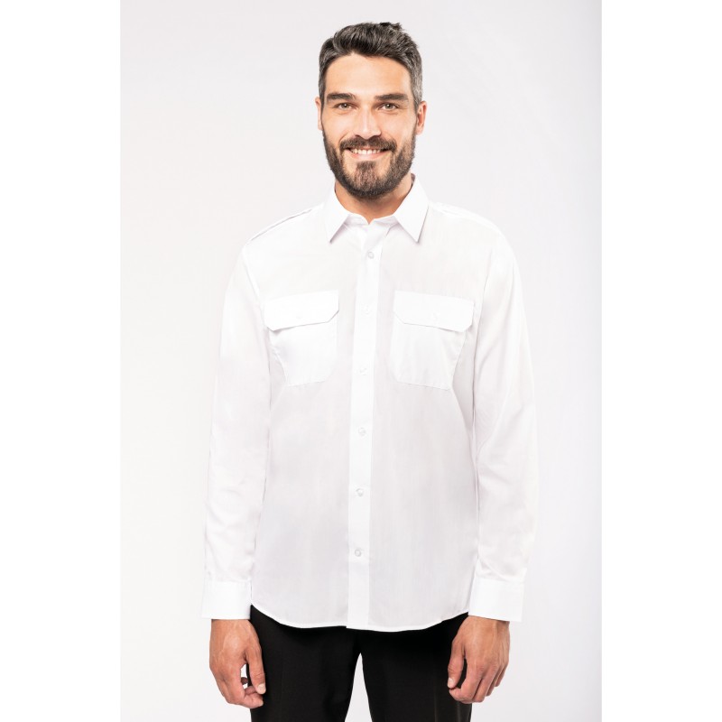 Chemise pilote blanche manches longues homme Kariban