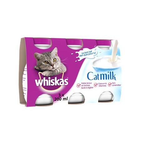 Boisson lactée chats Whiskas Catmilk - 3x200ml