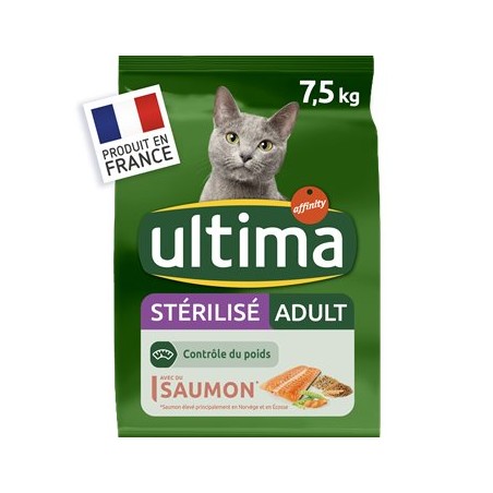 Croquettes Chat Ultima Stérilisés - Saumon - 7.5kg