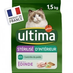 Croquette chat stérilisé Ultima Chat d'intérieur - Dinde -1.5kg