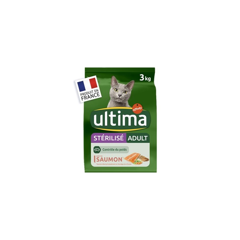 Croquettes chat castré Ultima Stérilisé - Saumon - 3kg