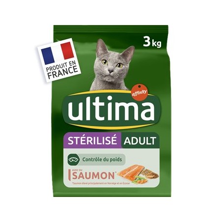Croquettes chat castré Ultima Stérilisé - Saumon - 3kg