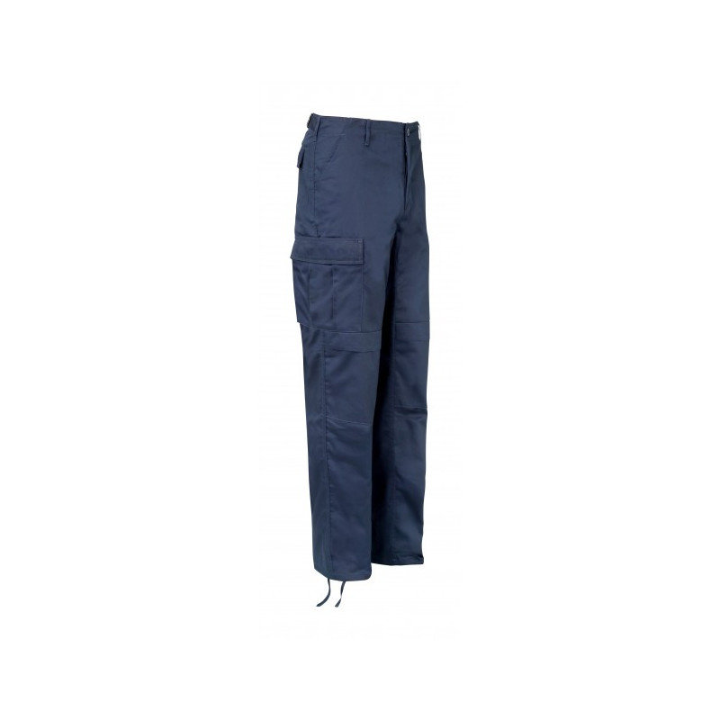 Pantalon bleu marine treillis militaire BDU bas à lacets, fermeture boutons