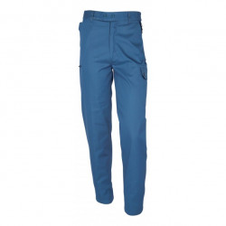 Pantalon de travail bleu Déperlant 6 poches, crochet porte-clés