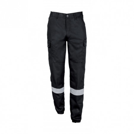 Pantalon noir sécurité bande retro réfléchissantes bas élastiqués