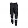 Pantalon noir sécurité bande retro réfléchissantes bas élastiqués