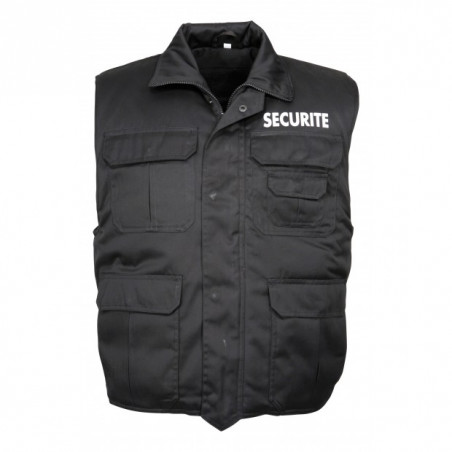 Gilet rangers noir texte sécurité blanc devant et dos déperlant polaire