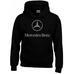 sweat capuche noir logo voiture Mercedes argenté