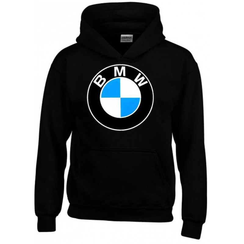 sweat capuche noir logo BMW poche kangourou
