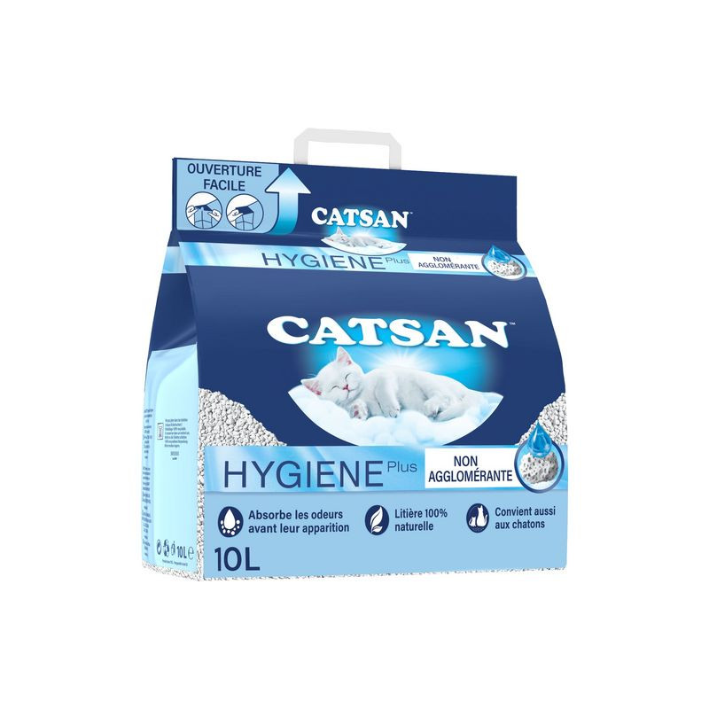 CATSAN Litière minérale hygiène plus non agglomérant pour chat 10l