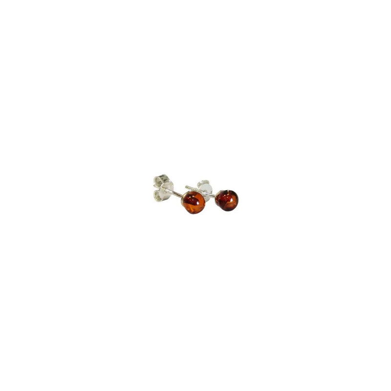 Boucles d'Oreilles en Argent avec perle d' Ambre 5 mm unique Multicolore