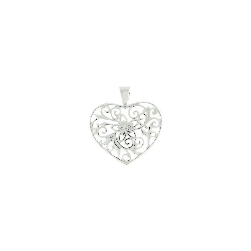 Pendentif Argent 925Millièmes.Coeur avec arabesques