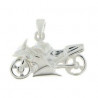 Pendentif moto de course en argent de qualité 925°