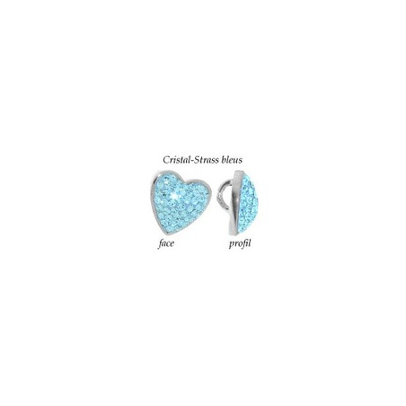 Pendentif cœur Cristal Strass Bleu En Argent De Qualité 925°