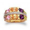 Bague Plaqué OR 18 carats, Pierres multicolores pour femme