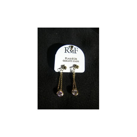 Boucles d'oreilles en plaqué or pendantes avec zirconium rose, lavande, mauve