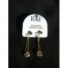 Boucles d'oreilles en plaqué or pendantes avec zirconium rose, lavande, mauve