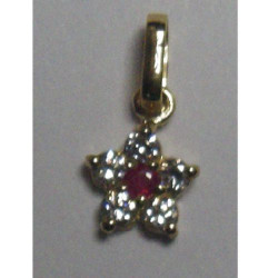 pendentif en or 18 carats fleur étoile rubis et zirconium