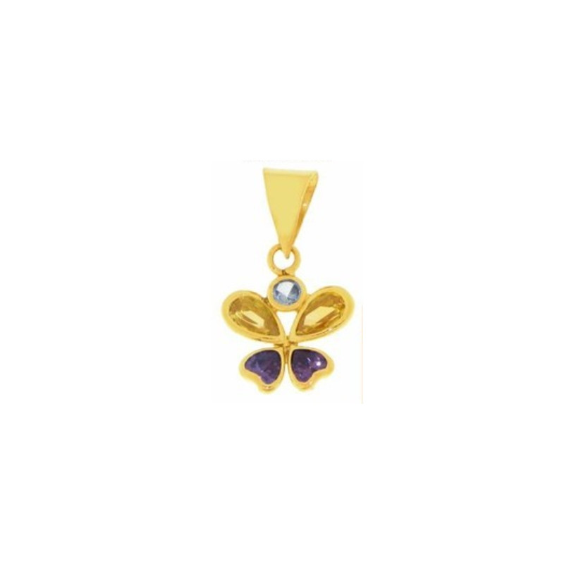 Pendentif Papillon, OR 18 carats et Zirconium Couleurs.
