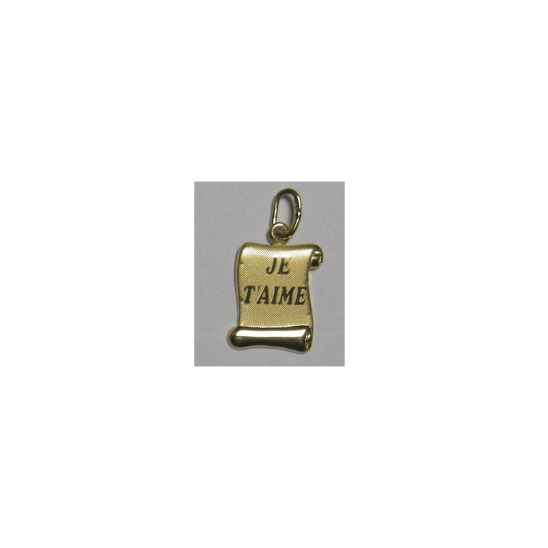 pendentif or parchemin je t'aime en or jaune 18 carats pendentif or parchemin je t'aime en or jaune 18 carats