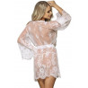 nuisette sexy blanche transparente dentelle cils ceinture + string