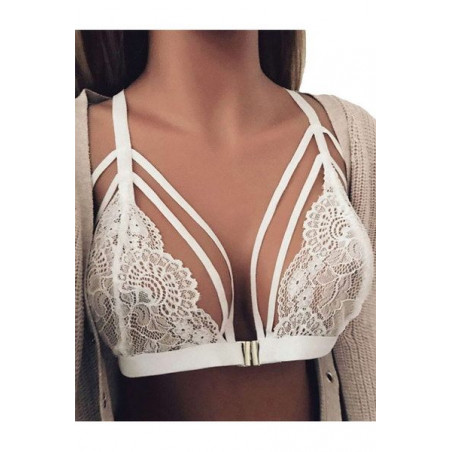 Soutien-gorge blanc fermeture devant broderie blanche taille M 70D 75C