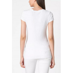 Tee shirt blanc stretch à logo imprimé - Guess jeans - Femme