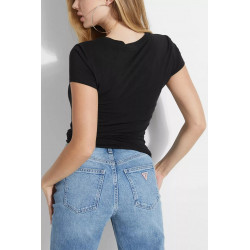 Tee shirt noir stretch à logo imprimé - Guess jeans - Femme