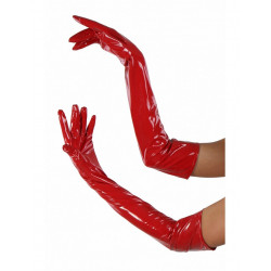 Gants longs en Vinyle rouge pour tenue de soirée lingerie sexy taille unique