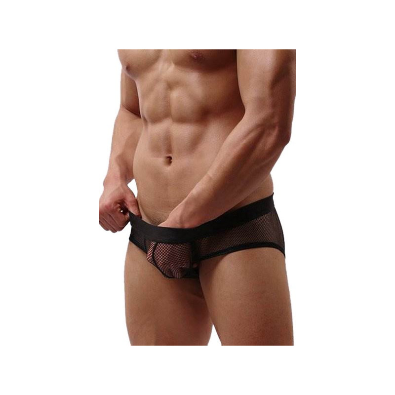 Slip noir homme résille Paris Hollywood