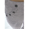 PANTALON CIGARETTE BORDEAUX EXTENSIBLE À MOTIF PIED DE POULE