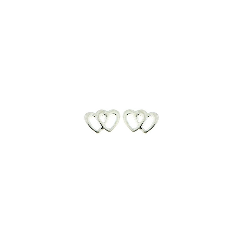 Boucles d'oreilles double cœurs en argent pour femme