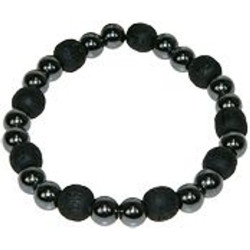 Bracelet perles de karma - Hématite / Bois Noir. Porte Joie et Force