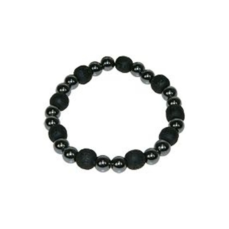 Bracelet perles de karma - Hématite / Bois Noir. Porte Joie et Force