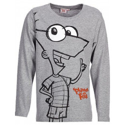 t-shirt manches longues phineas and ferb gris