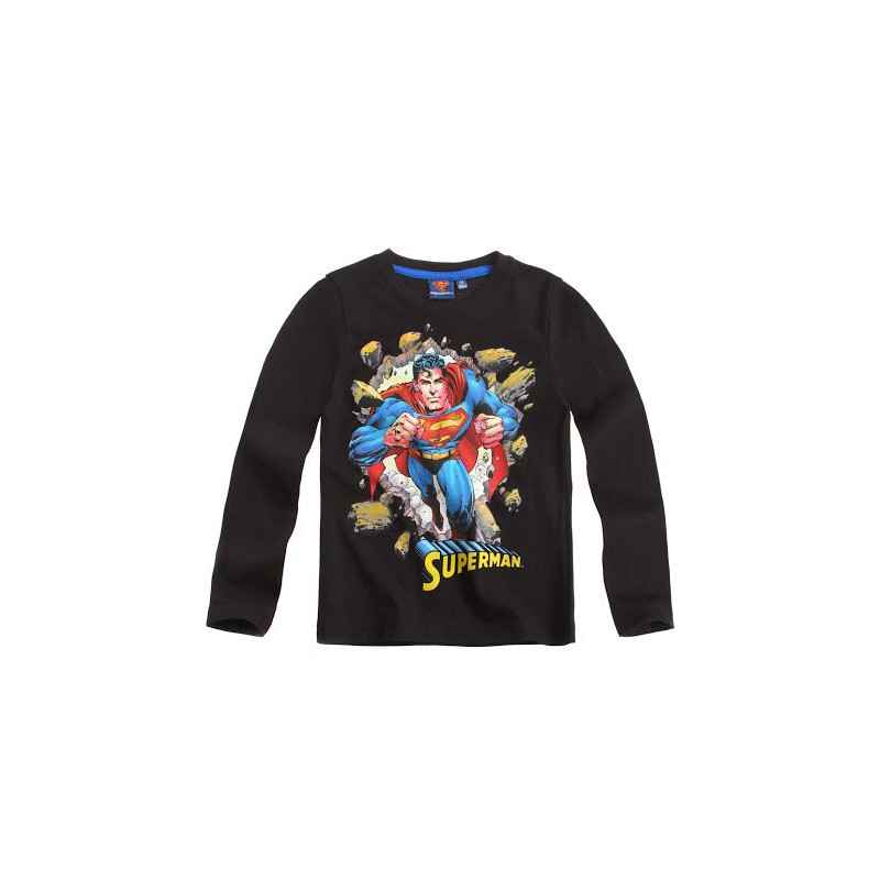 superman T-shirt noir manches longues pour enfant garçon