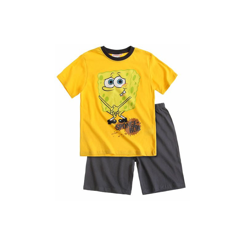 Pyjama bob l'éponge gris et jaune court pour enfant garçon 10 ans